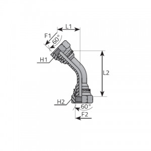 45° Adaptor Swivel Female Metric-Female Metric. (AFF45M)