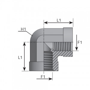 90° Adapter fixed female BSPP – fixed female BSPP. (LFFG)