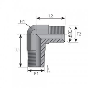 90° Adapter male BSPP – male BSPT. (LMGK..MG)