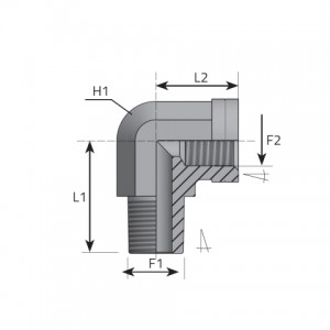 90° Adapter male NPT – fixed female NPT. (LMN..FFN)