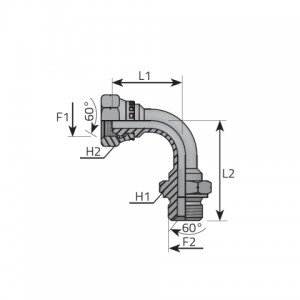 90° Adaptor metric male- metric swivel female. (AMF90M)