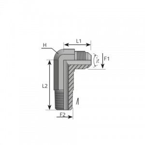 90° Long connector male JIC – male BSPT. (LMJ..MGK.L)