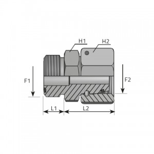 Adapter male ORFS – female DIN (thrust-wire nut). (AMO..FE..L/S)