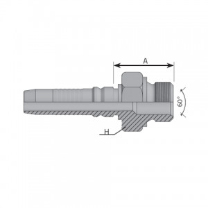 AGR угловой ниппель 60°, interlock, внутренний конус, BSP резьба. (KMG)