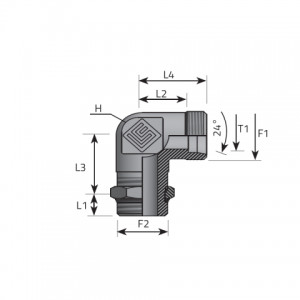 Angular rotary fitting with bulkhead nut. (LME..LSMOU..)