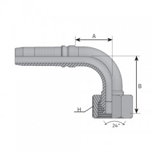 DKO-S угловой ниппель 90°, interlock, конус 24° с уплотнительным резиновым кольцом, метрический. (KF90E S)