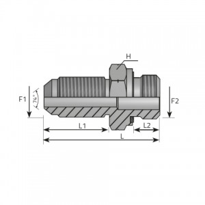 Long connector male JIC – metric male form E. (AMJ..MM..RL)