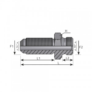 Long connector male JIC – metric male with 60° cone. (AMJ..MM.L)