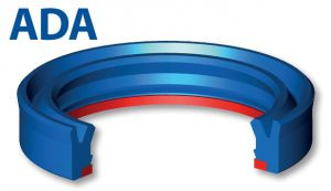 Rod seal with asymmetric lips, double lip and anti-extrusion ring (ADA) Aston Seals