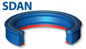 Semicompact rod seal with anti-extrusion ring and energizing element (SDAN)