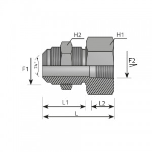 Straight bulkhead adapter male JIC – fixed female NPT. (APPMJ..FFN)