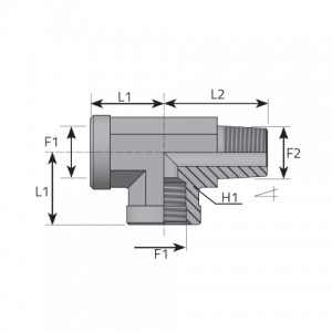 Tee Adapter fixed female NPT – fixed female NPT – male NPT. (TFFN…MN..B)