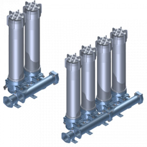  In-line simplex or modular filter, from 2 to 6 heads working pressure 25 bar (363 psi) flow rates up to 3000 l/min. (LMP 952-954)