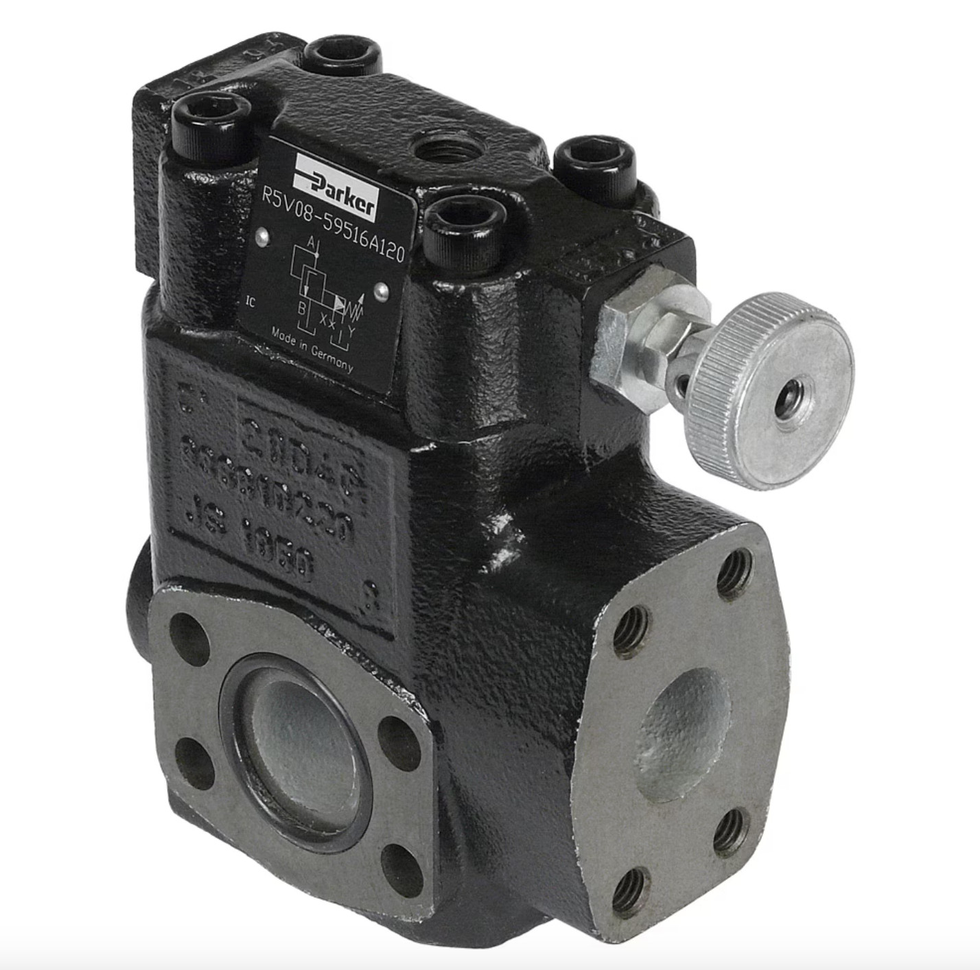 Parker Hannifin M6d43359ba1ca4b8162a5e04cea5a764d3 Pilot Operated Pressure Relief Valve, SAE Flange - Series R5V / R5V*P2