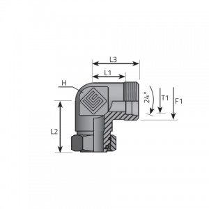 Vitillo Din Fittings Angular rotary fitting with O-ring seal. (LME..LSFE..LS)