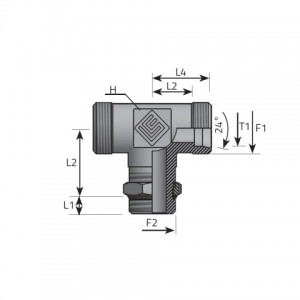 Vitillo Din Fittings T Rotary fitting with bulkhead nut and O-ring seal. (TME..LSMOMR..P)