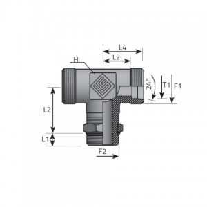 Vitillo Din Fittings Tee Rotary fitting with bulkhead nut. (TME..LSMOM..P)