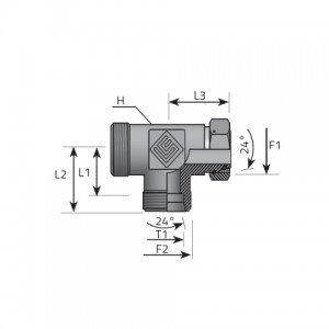 Vitillo Din Fittings Tee rotary fitting with O-ring seal. (TME..LSFE..LSB)